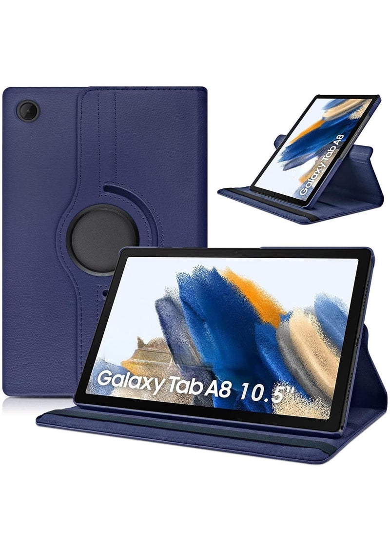 Case Compatible with Galaxy Tab A8 10.5" Case (SM-X200/X205/X207), Galaxy Tab A8 Case 10.5 inch,Auto Sleep/Wake 360° Rotating Stand Folio Leather Case for Tab A8 2022 (Dark blue) - Image 1