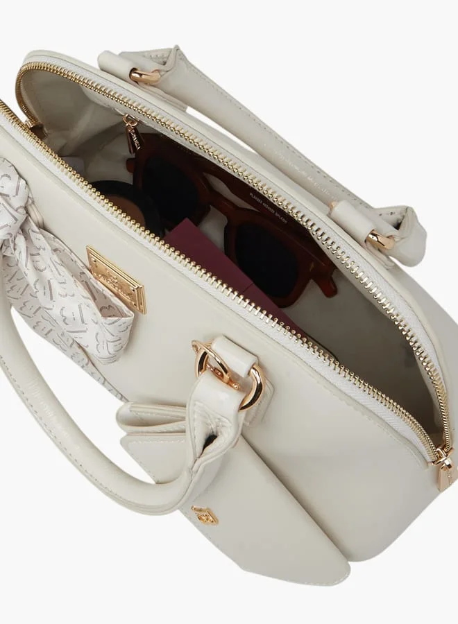 Flora Bella By Shoexpress Women's Solid Tote Bag with Scarf Accent and Detachable Coin Purse