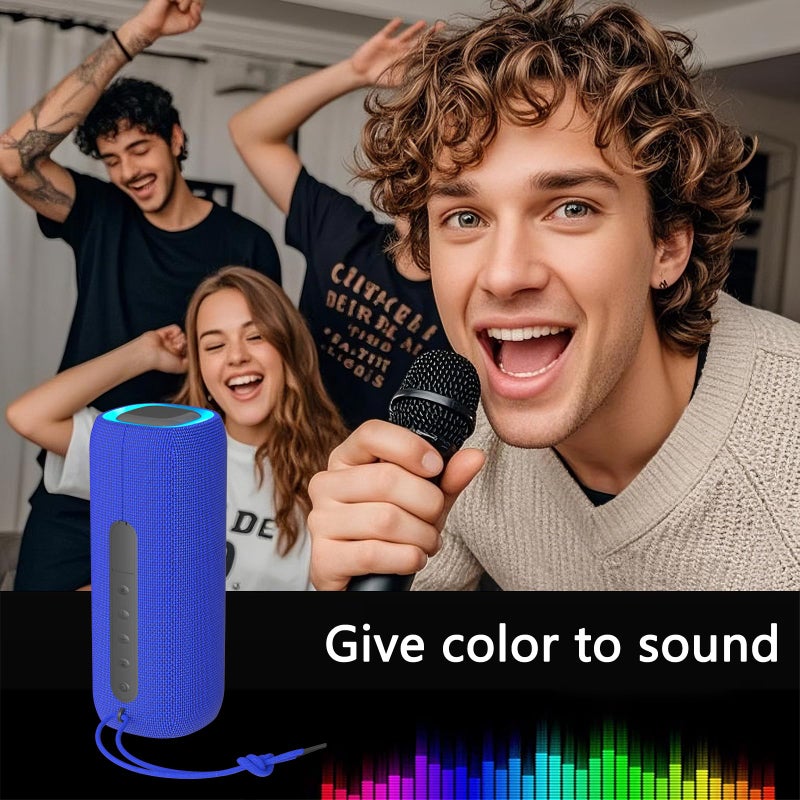 PEICHENG Bluetooth Speaker, Portable Wireless Clear Loud Stereo Sound IPX5 Waterproof with RGB Lights BT5.3 Long Playtime TWS Pairing,for Home Party Outdoor Beach,Great Gift Choice (Blue) - Image 3