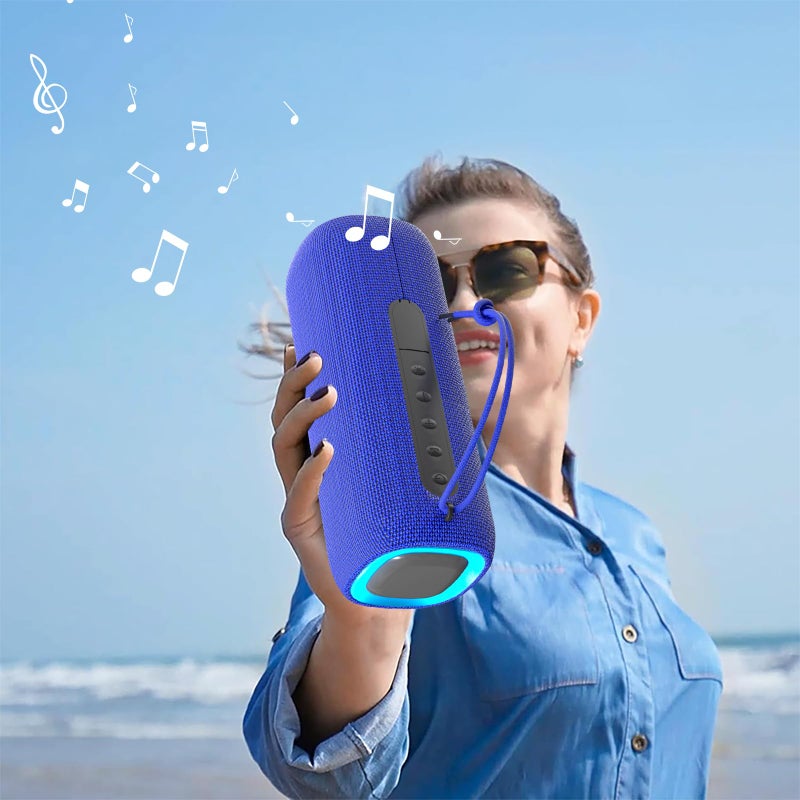 PEICHENG Bluetooth Speaker, Portable Wireless Clear Loud Stereo Sound IPX5 Waterproof with RGB Lights BT5.3 Long Playtime TWS Pairing,for Home Party Outdoor Beach,Great Gift Choice (Blue) - Image 2