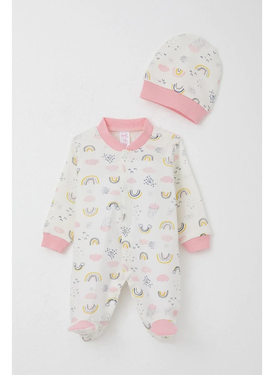 Breeze Baby Girl Jumpsuit with Footies Sky Themed 0-6 Months, Ecru