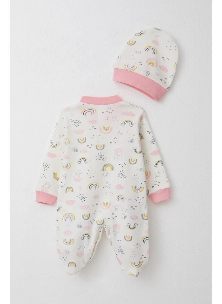 Breeze Baby Girl Jumpsuit with Footies Sky Themed 0-6 Months, Ecru