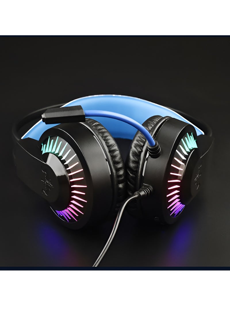 OVLENG GT68 Gaming Headset - Ergonomic Adjustable Design - Stunning RGB Lighting - 120° Rotatable Microphone - 3.5mm Jack + USB - 2M Cable Length-BLUE  - Image 5