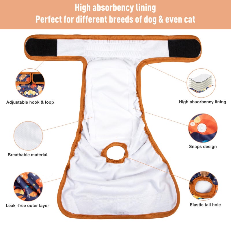 ZINGTERRA 5 Pack Washable Female Dog Diapers,Reusable Diaper for Doggie,Highly Absorbent Dog Diaper,Adjustable Leakproof Puppy Diapers Skirt for Heat,Incontinence,Period Doggy Nappies - Image 5
