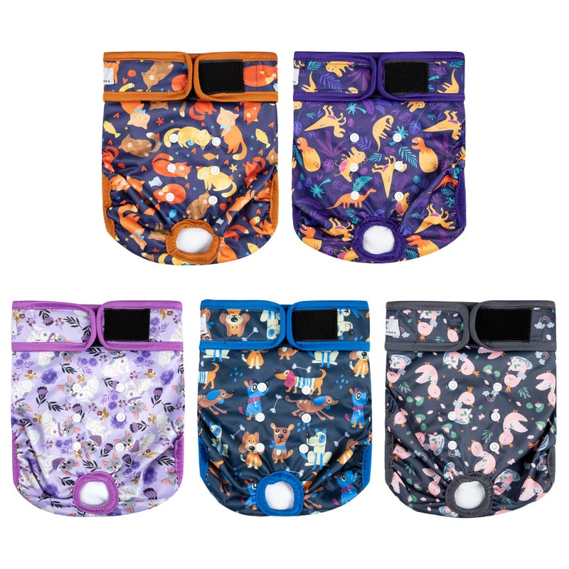 ZINGTERRA 5 Pack Washable Female Dog Diapers,Reusable Diaper for Doggie,Highly Absorbent Dog Diaper,Adjustable Leakproof Puppy Diapers Skirt for Heat,Incontinence,Period Doggy Nappies - Image 1