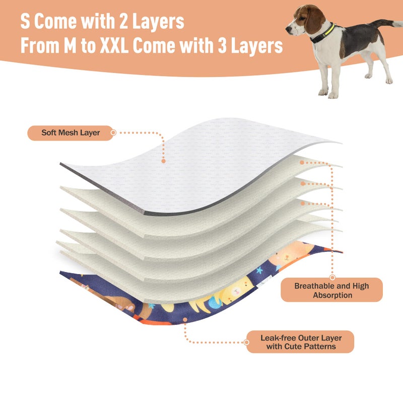 ZINGTERRA 5 Pack Washable Female Dog Diapers,Reusable Diaper for Doggie,Highly Absorbent Dog Diaper,Adjustable Leakproof Puppy Diapers Skirt for Heat,Incontinence,Period Doggy Nappies - Image 3