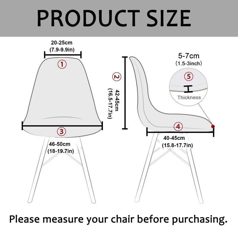 HAOYONG Mid Century Modern Dining Chair Covers Printed Shell Chair Cover Lounge Armless Chair Cover Stretchable Slipcovers for Kitchen, Office, Dining Room and Living Room(Set of 4) - Image 2