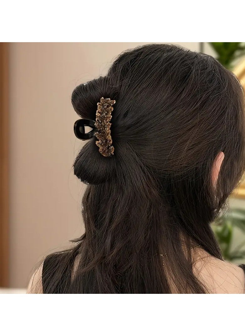 Goolsky 4pcs Women's Colorful Rhinestone Fashionable High-end Half-Braided Hair Small Hair Grab  - Image 3