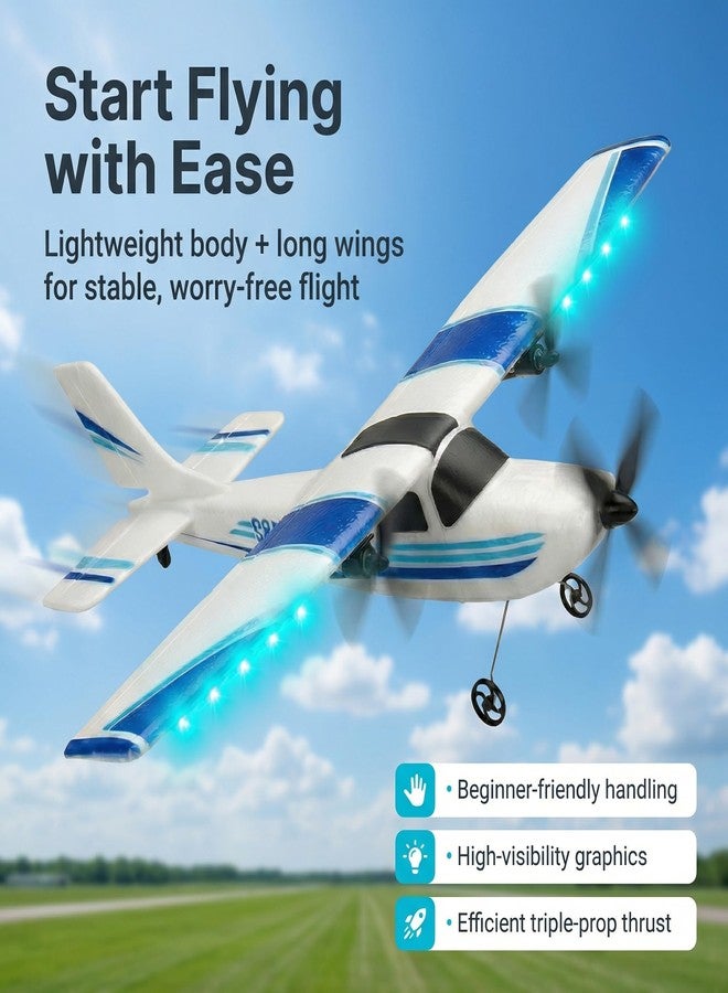 MATHSLICE RC Airplane,RC Plane, 2.4GHz 2 Channels RTF RC Aircraft with 3-Axis Gyro for Beginner Easy to Speedy Fly Glider Toys with 2 Extra Batteries [ 3 Batteries ] - Image 2