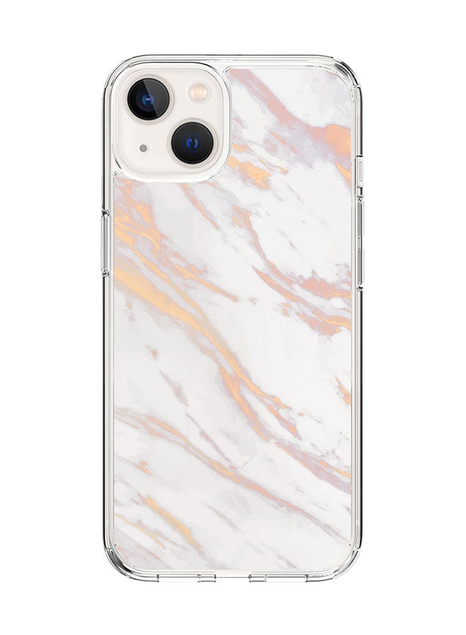 Classic Clear Case for Apple iPhone 14 Plus Case Hybrid Soft Cover Flexible Edges Anti Drop TPU PC Gel Thin Transparent Cover - Marble Print Gold Grey