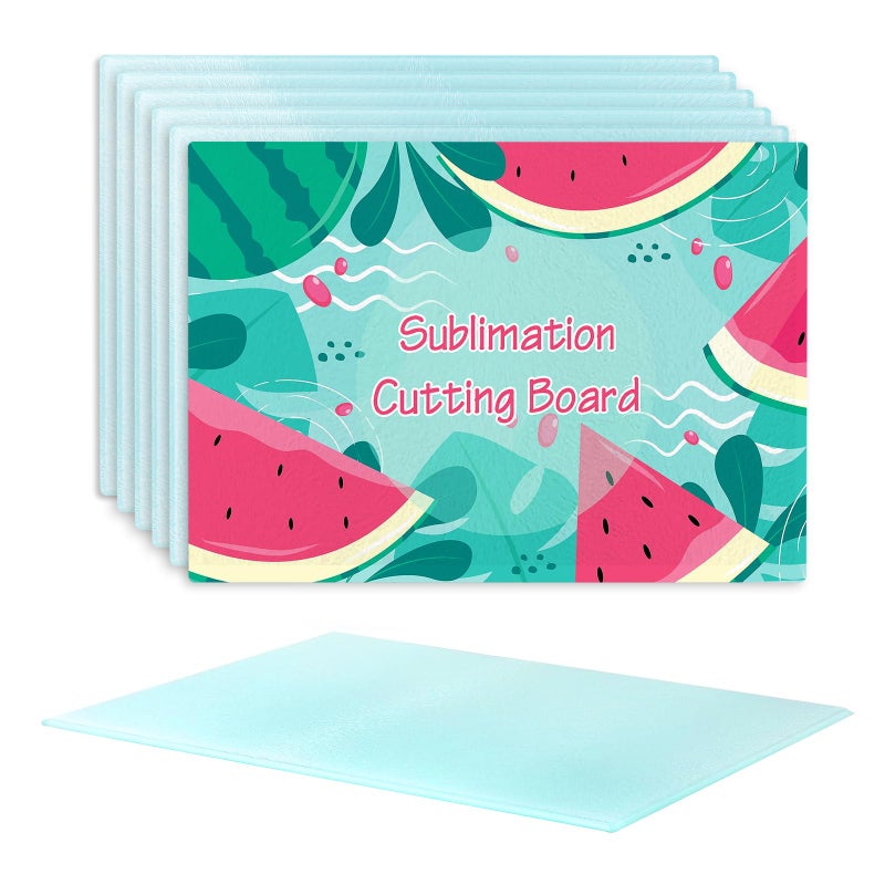 HYHOSHI 6Pack Sublimation Glass Cutting Board Blanks, Textured Tempered Glass Chopping Boards for Kitchen, Anti Slip Cutting Boards Heat Resistant Glass Plate Chopping Board for Kitchen DIY Heat Press Machine - Image 1