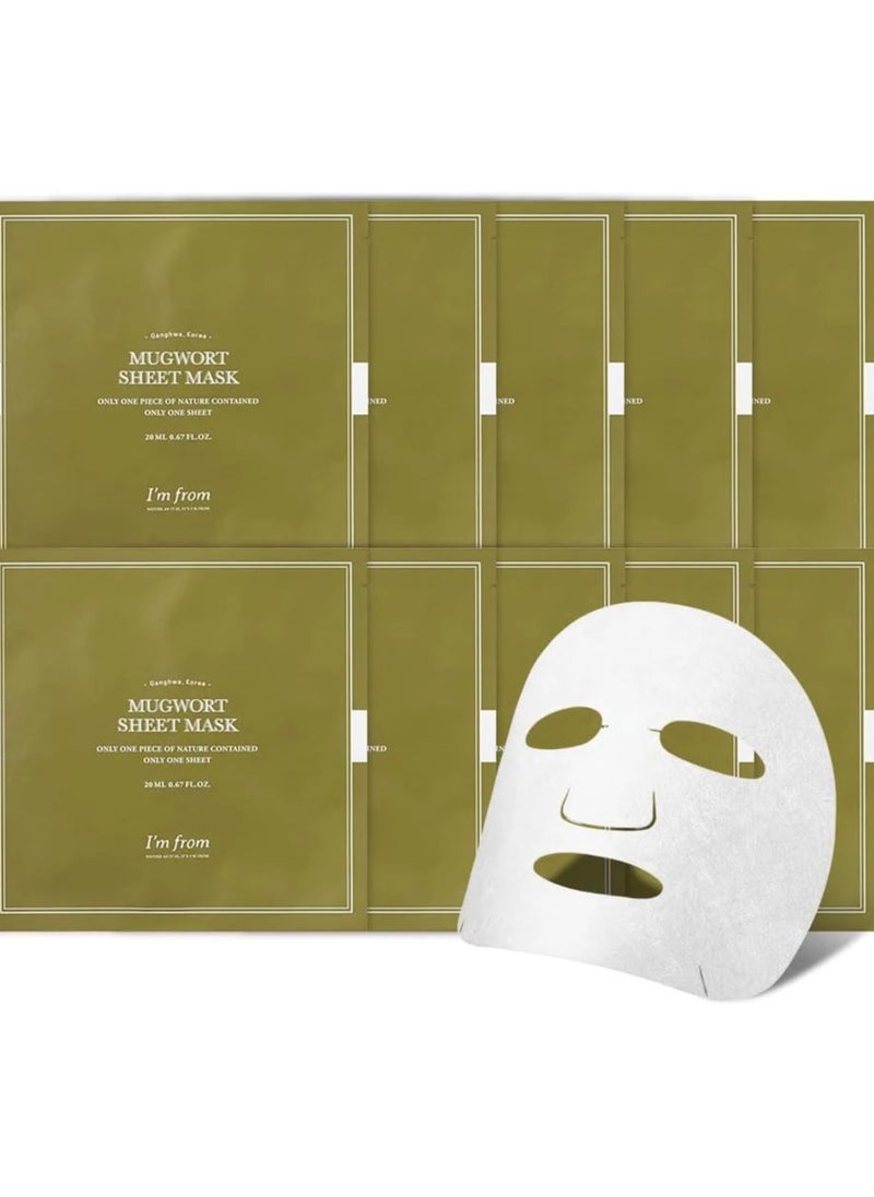 I'M FROM I'M From, Mugwort Sheet Mask, 10 Sheet, 0.67 Fl Oz 20 Ml  - Image 1