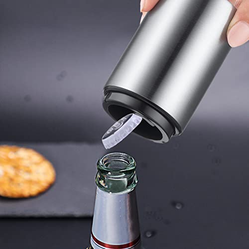 Swaytail Premium Beer Bottle Opener (Silver), 1 PC Stainless Steel Automatic Push Down No Damage Quick to Open Small Portable Bottle Cap Openers for Home Bars Picnic Camping Hiking - Image 2