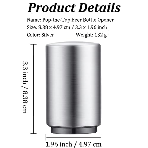 Swaytail Premium Beer Bottle Opener (Silver), 1 PC Stainless Steel Automatic Push Down No Damage Quick to Open Small Portable Bottle Cap Openers for Home Bars Picnic Camping Hiking - Image 3