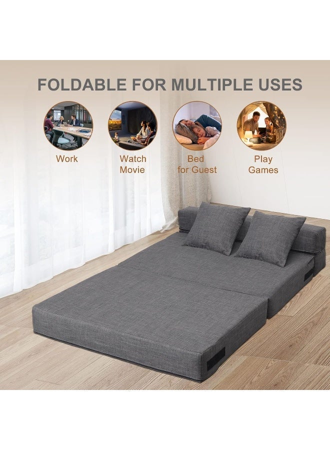 Zayn comforts Sleeper Sofa Bed Memory Foam Futon Convertible Chair Bed Modern Fabric Perfect for Living Room Apartment or Loft (Dark Grey(Large)) - Image 4