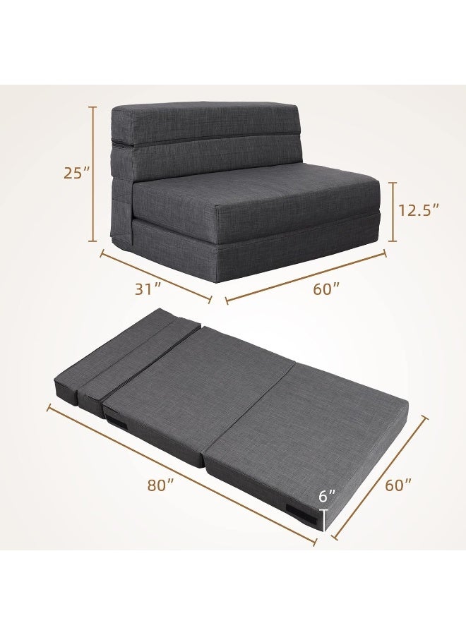 Zayn comforts Sleeper Sofa Bed Memory Foam Futon Convertible Chair Bed Modern Fabric Perfect for Living Room Apartment or Loft (Dark Grey(Large)) - Image 3