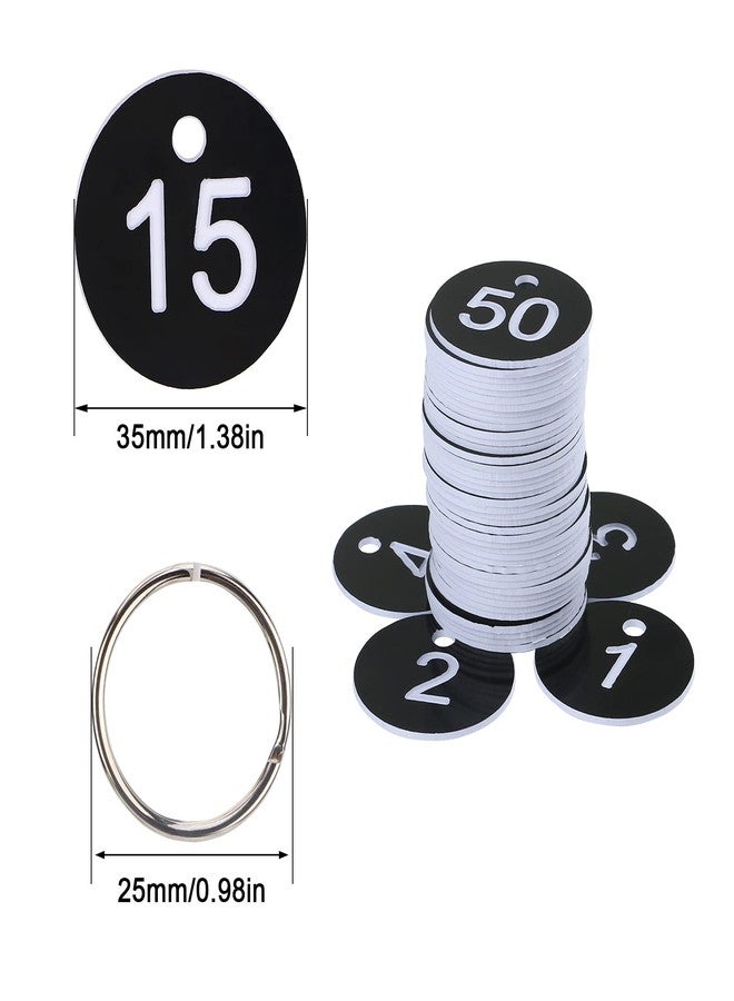 dedoot Number Key Tags 1-100, 100 Pack 35mm Round Tags Numbered Keychains Plastic Small Key Tags for Dormitory Keys House Lockers -Black - Image 2