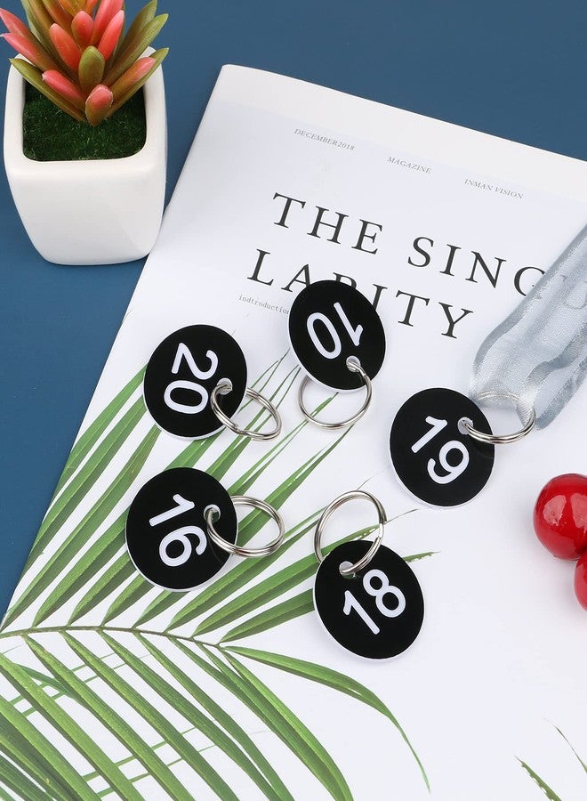 dedoot Number Key Tags 1-100, 100 Pack 35mm Round Tags Numbered Keychains Plastic Small Key Tags for Dormitory Keys House Lockers -Black - Image 5