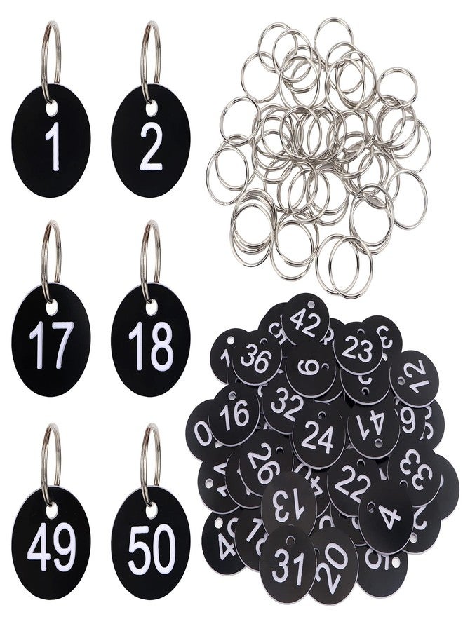 dedoot Number Key Tags 1-100, 100 Pack 35mm Round Tags Numbered Keychains Plastic Small Key Tags for Dormitory Keys House Lockers -Black - Image 1