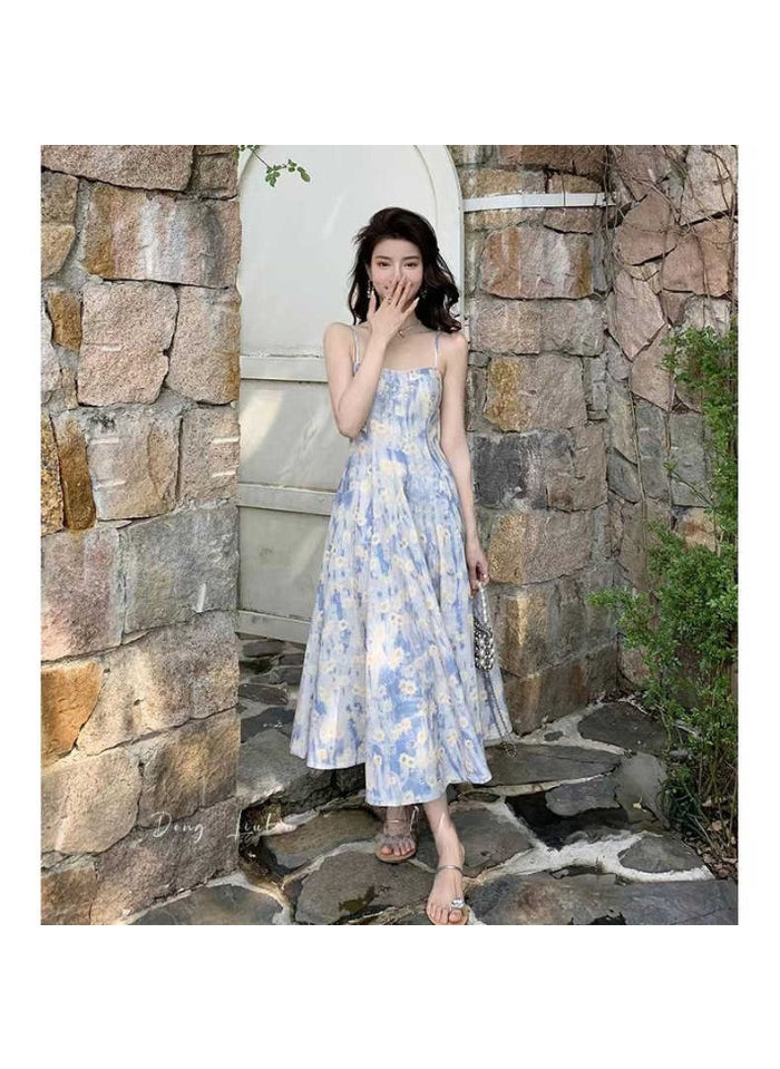 Generic - Elegant Blue Floral Maxi Dress Picture color - Image 1