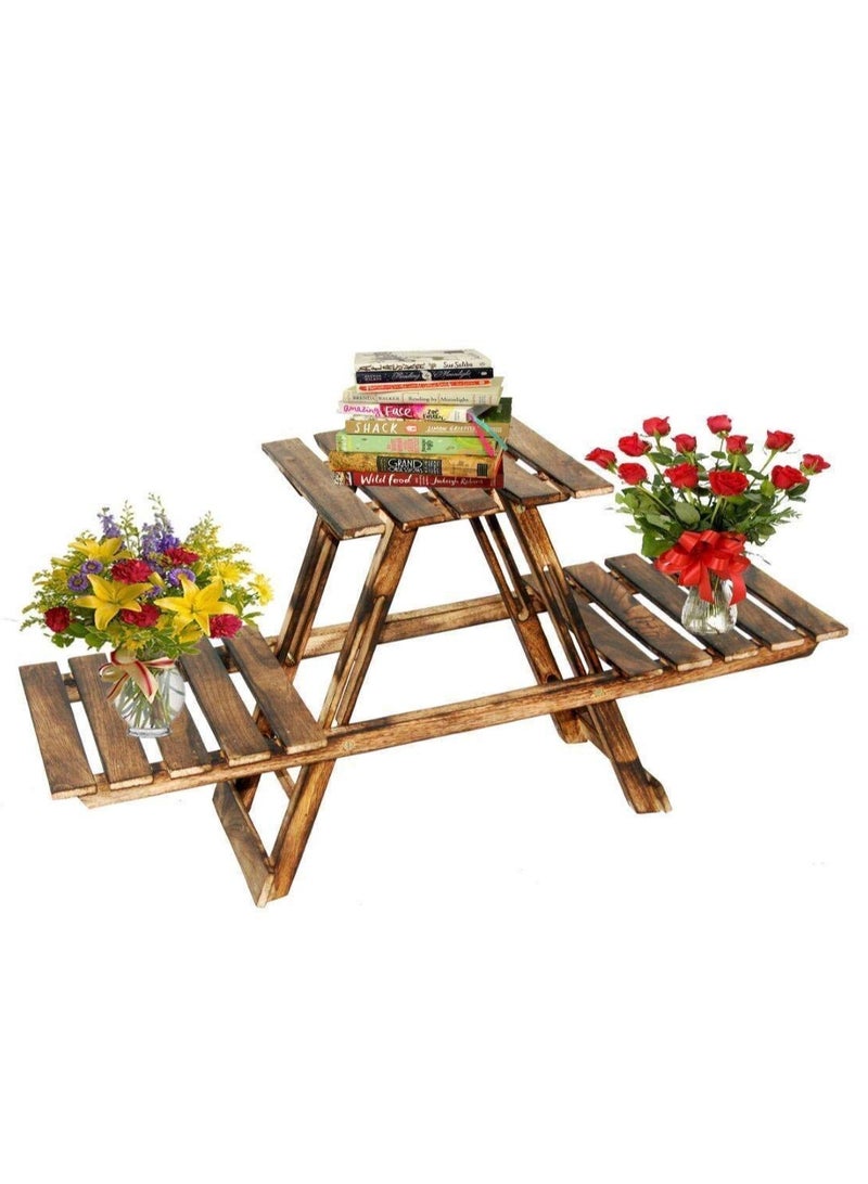 DubaiGallery Wooden Folding Side Table - Antique Handmade Folding Coffee Table for Living Room, Garden, Outdoor - Corner Table/Bedside Stool for Bedroom - Image 4