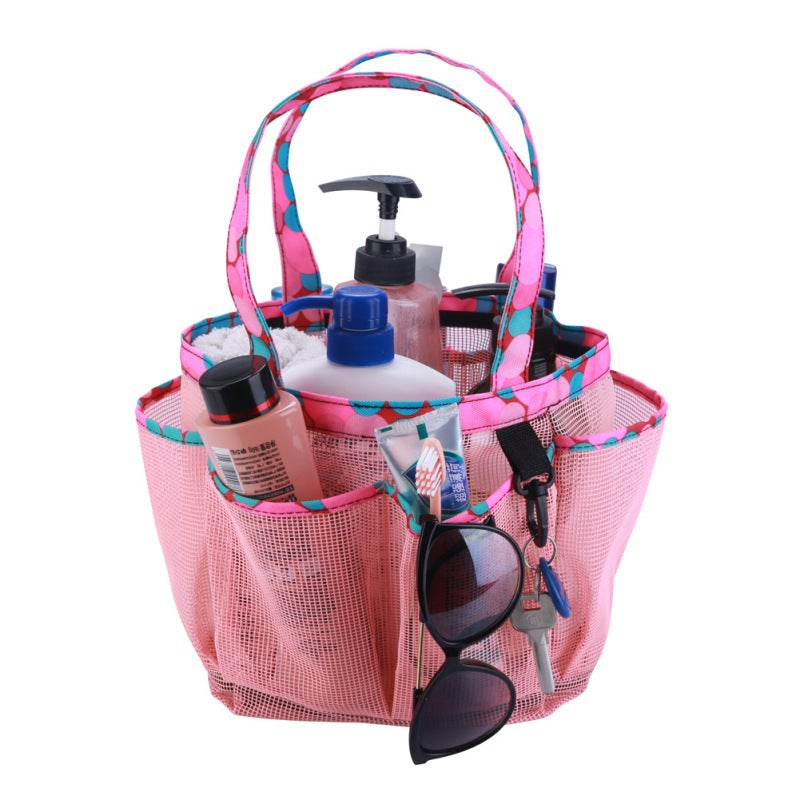 Spot Bath Swimming Bag Bathroom Storage Basket Mesh Handbag Large Capacity Bath Bag Toilet Bag(All Black) - Image 2