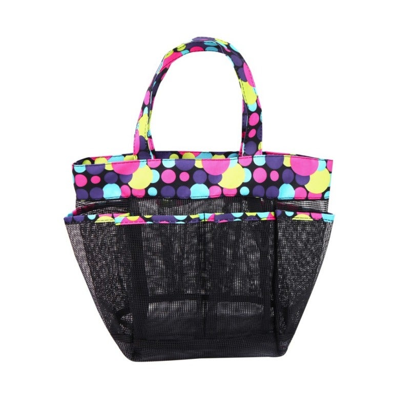 Spot Bath Swimming Bag Bathroom Storage Basket Mesh Handbag Large Capacity Bath Bag Toilet Bag(All Black) - Image 5