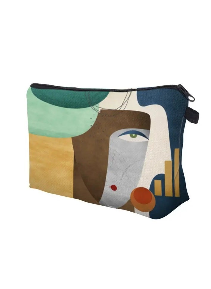 ORiTi - Waterprooof Makeup Bag for Women Roomy Travel Toiletry Bag with Fashionable Abstract Figure Design - Image 1