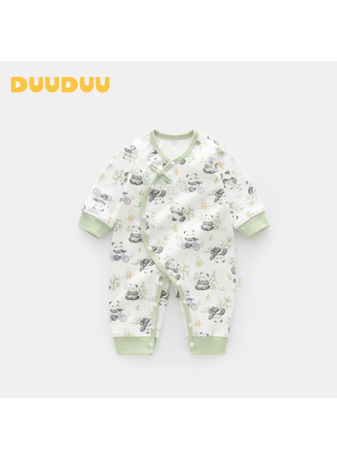 Duuduu Newborn Baby Bodysuit Infant One-piece Four Seasons Cotton Pajamas Panda 52cm - Image 1