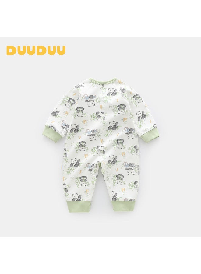 Duuduu Newborn Baby Bodysuit Infant One-piece Four Seasons Cotton Pajamas Panda 52cm - Image 2