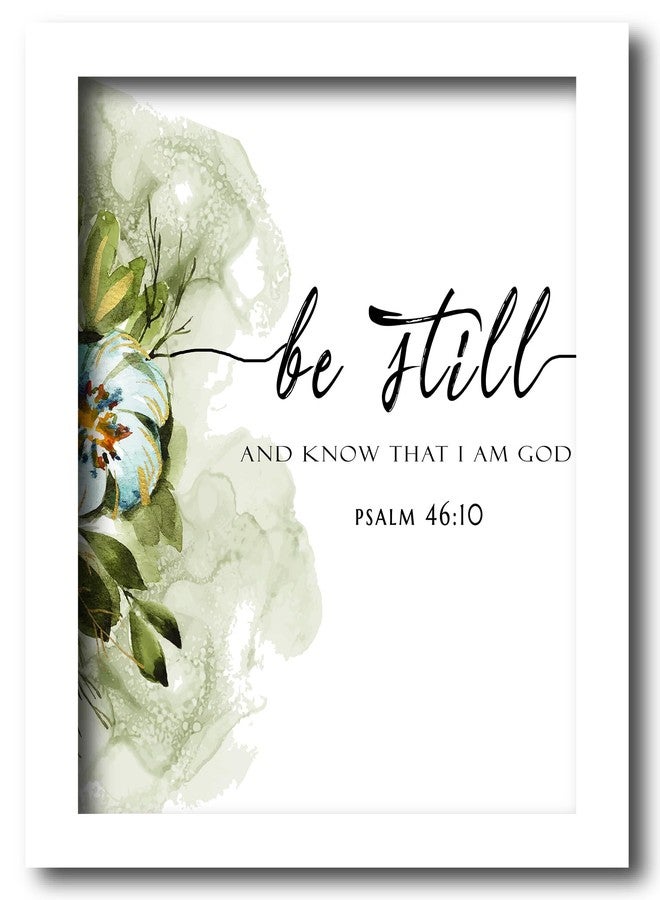 AR Creative Be Still Bible Verse Wall Photo Framed Wall Poster, Bible Quotes Print with Frame, Home (13.6 inch x 10.2 inch) Multicolor (White Frame) - Image 1