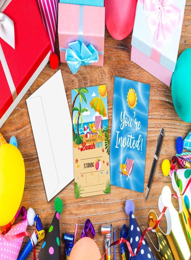 Zmyollo Summer Beach Birthday Invitations with Envelopes - 20PCS Kids Birthday Party Invitations for Boys and Girls - Pool Birthday Party Supplies Decorations -24 - Image 3