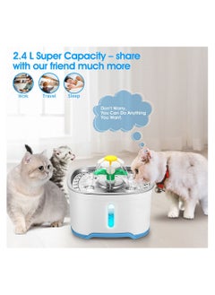 Cool Baby COOLBABY 2.5L Pet Water Fountain with Water Filter Water Spray LED Bright Blue Light Automatic Pet Fountain Water Bowl for Cats and Small Dogs  - Image 3