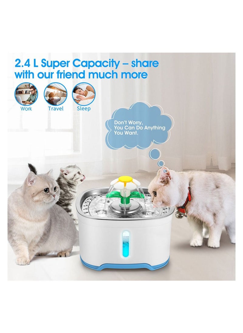 Cool Baby COOLBABY 2.5L Pet Water Fountain with Water Filter Water Spray LED Bright Blue Light Automatic Pet Fountain Water Bowl for Cats and Small Dogs  - Image 3