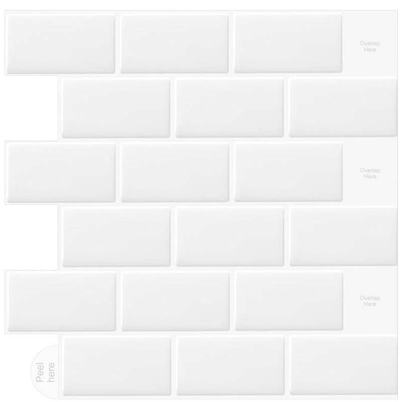 WoStick 10Sheets 3D Self Adhesive Peel and Stick Wall Tiles Splashback  Metro Subway Tiles for Kitchen  Bathroom 305x305cm