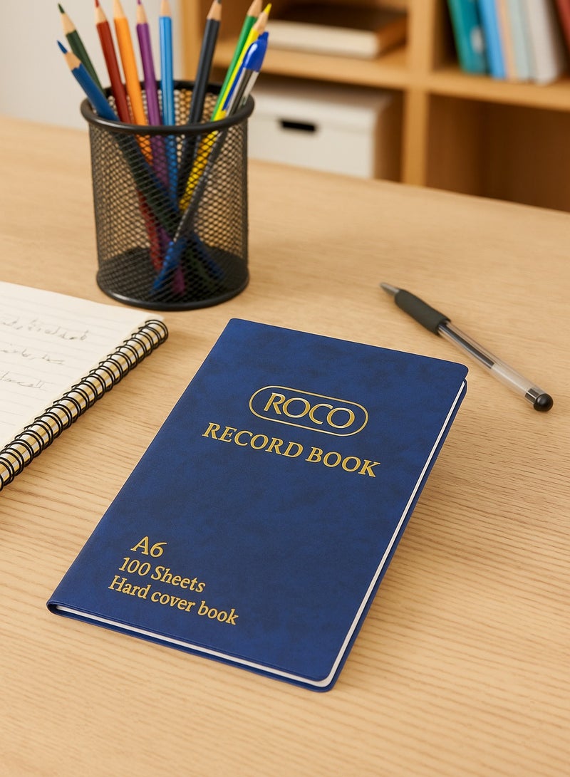 ROCO Record Book A6 Size – 100 Sheets, Lined Pages, Hard Cover, 60gsm, Blue Color, Durable for Office, School, and Home Use - Image 2