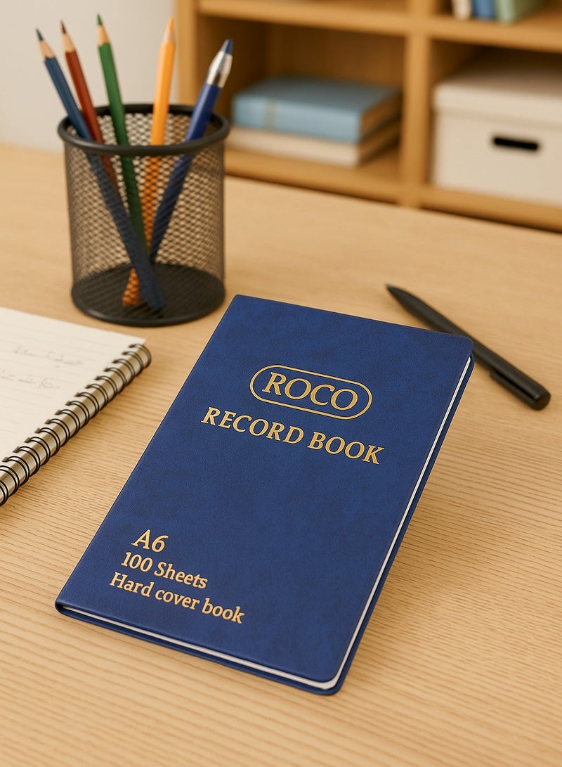 ROCO Record Book A6 Size – 100 Sheets, Lined Pages, Hard Cover, 60gsm, Blue Color, Durable for Office, School, and Home Use - Image 4