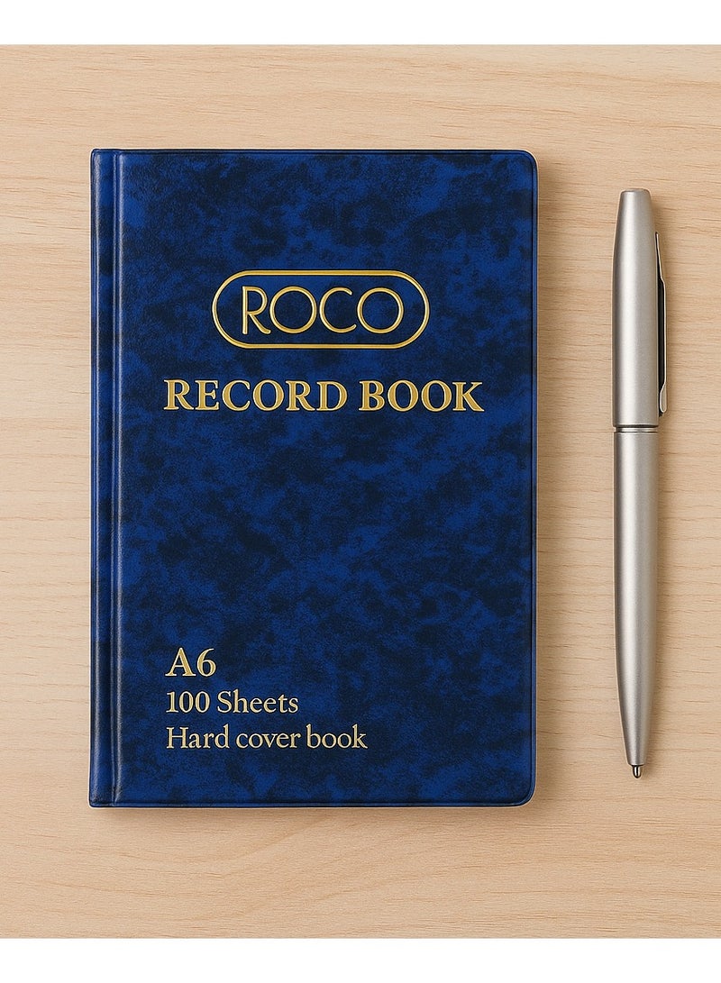 ROCO Record Book A6 Size – 100 Sheets, Lined Pages, Hard Cover, 60gsm, Blue Color, Durable for Office, School, and Home Use - Image 3