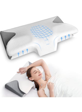 Butterfly Cervical Memory Foam Pillow, Ergonomic Pillows For Neck And Shoulder Pain Relief, Orthopedic Contour Neck Support Pillows For Side, Back And Stomach Sleepers With Washable Cover - pzsku/ZBEC987A70865DEF57A40Z/45/1746222516/00ddf114-d65d-40f8-a994-925e2d1a803f