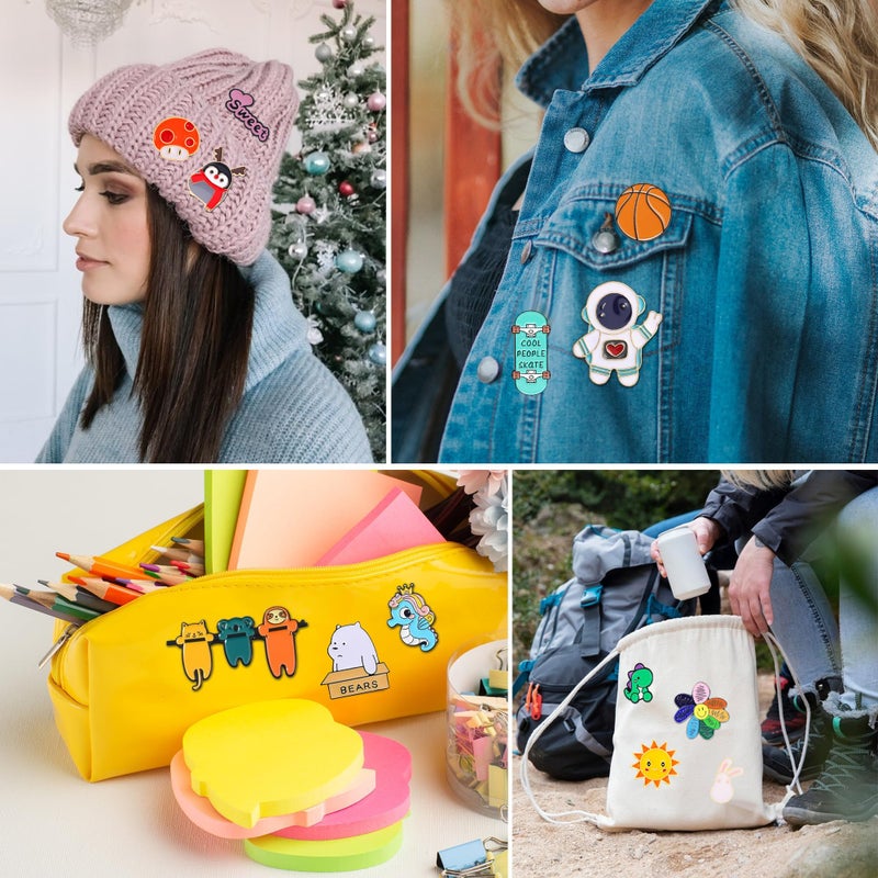 Japior 30 Mixed Enamel Pins for Backpacks,Pins for Sambas Brooches for Women Hat Cute Funny Button Pins Bulk Set,Cartoon Plant Aesthetic for Women Girls Cloths Decoration - Image 4