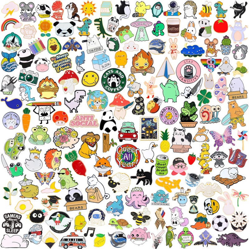 Japior 30 Mixed Enamel Pins for Backpacks,Pins for Sambas Brooches for Women Hat Cute Funny Button Pins Bulk Set,Cartoon Plant Aesthetic for Women Girls Cloths Decoration - Image 1