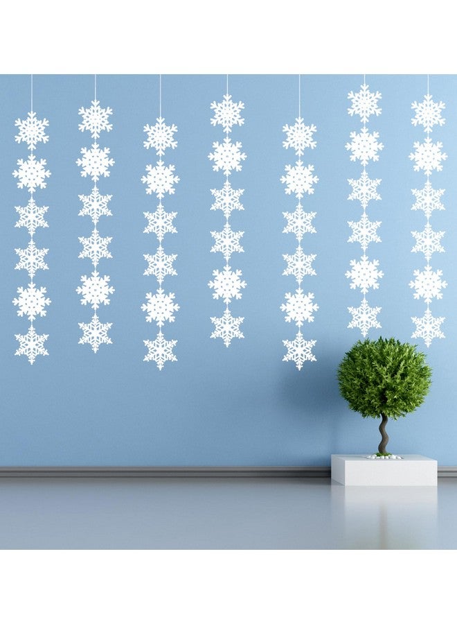 jollylife 12PCS Snowflake Garland Winter Party Wonderland Birthday Decorations - Christmas Snow Flake Streamers Strings Hanging Decor - Image 4