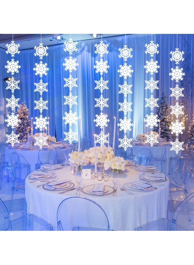 jollylife 12PCS Snowflake Garland Winter Party Wonderland Birthday Decorations - Christmas Snow Flake Streamers Strings Hanging Decor - Image 5