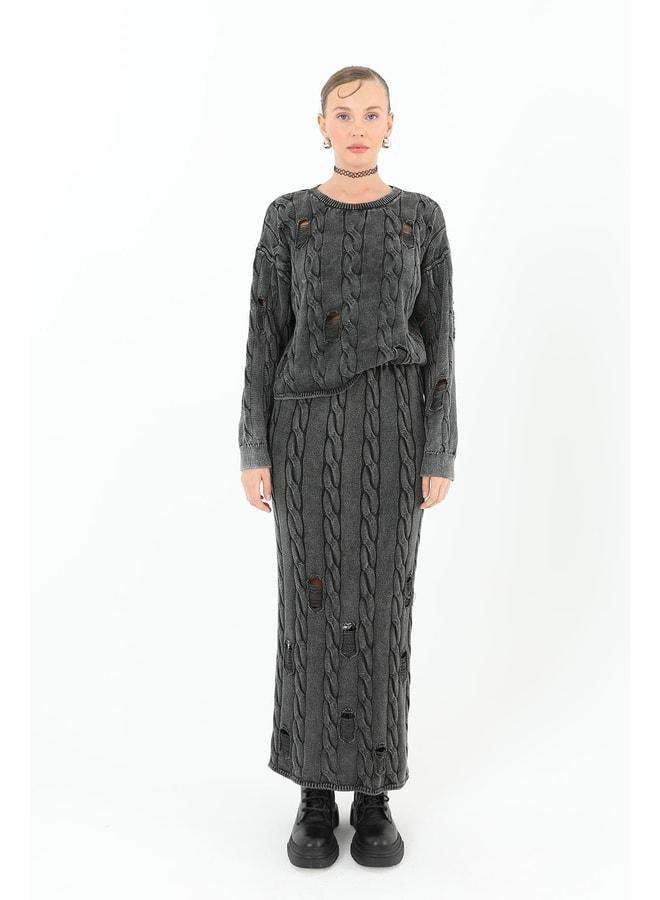 Soul Knitted Long Skirt - 32030ETK - Anthracite. - Image 2