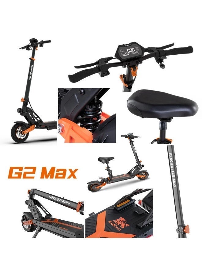 KuKirin G2 Max Electric Scooter – 1000W Brushless Motor, Up to 55 km/h High-Speed Performance, Up to 80 km Riding Range, 48V 20Ah High-Capacity Battery, Front & Rear Disc Brakes, Dual Shock Absorbers, 10″ Pneumatic Tires, Smart LCD Display, Detachable Seat, Supports up to 120 kg - Image 4