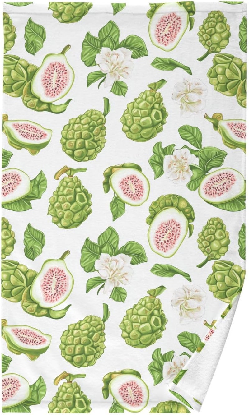 KLL Cotton Towel Sweet Atemoya Fruit White Small Bath Towels for Sports 16x28 - Image 1