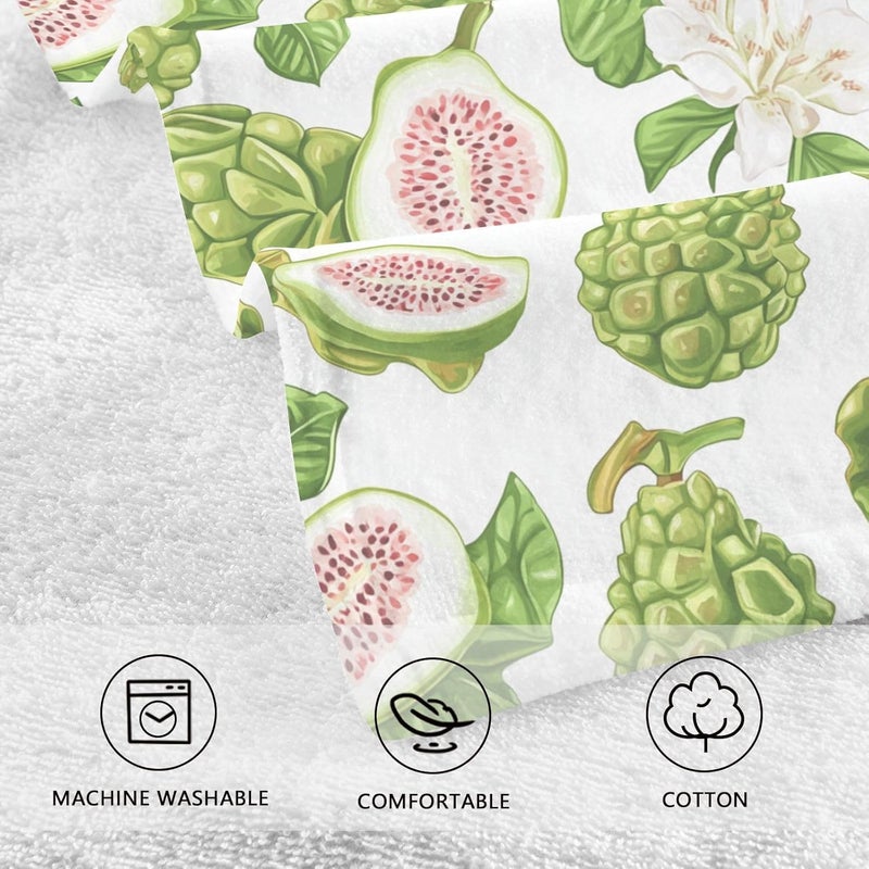 KLL Cotton Towel Sweet Atemoya Fruit White Small Bath Towels for Sports 16x28 - Image 3