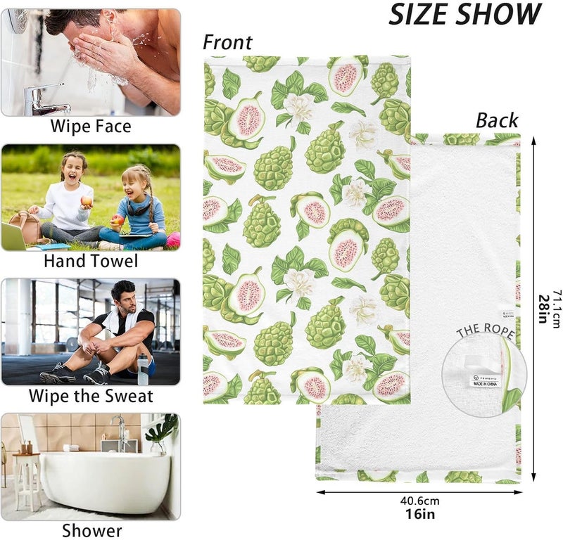 KLL Cotton Towel Sweet Atemoya Fruit White Small Bath Towels for Sports 16x28 - Image 2