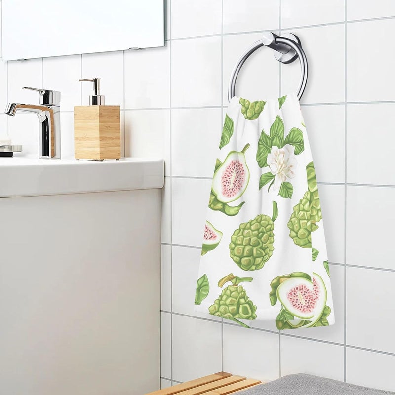 KLL Cotton Towel Sweet Atemoya Fruit White Small Bath Towels for Sports 16x28 - Image 5
