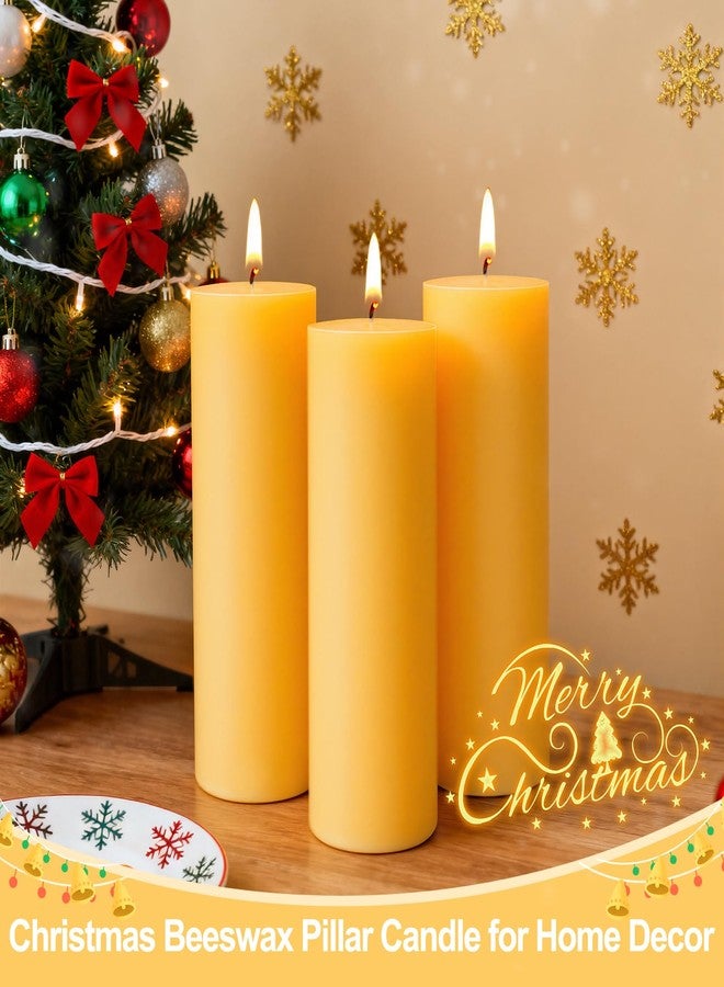 SUPERSUN 3 Pack Natural Beeswax Pillar Candles,2x6in Large Pure Beeswax Candles-180 Hours Long Burning,Organic Bees Wax Candles for Home,Prayer,Emergency,Smokeless Dripless Organic Pillar Candles Bulk - Image 2